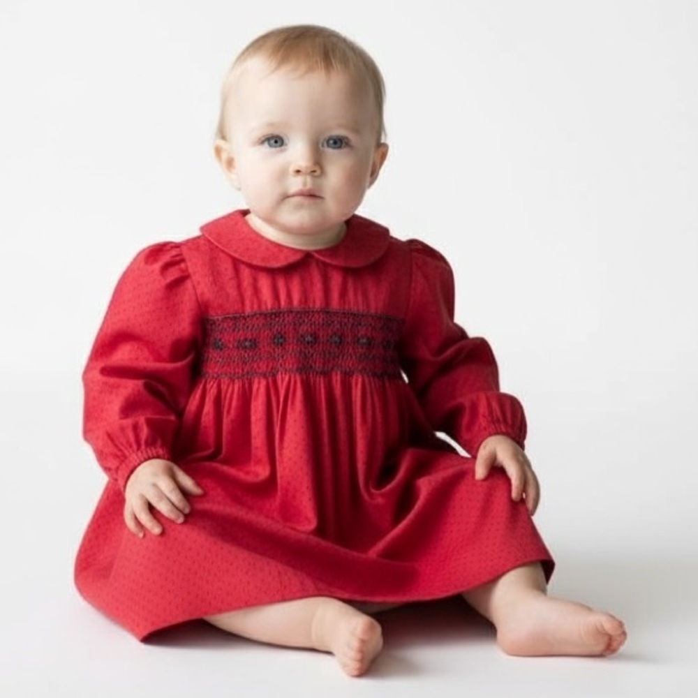 Carter's Red Polka Dot smocked holiday Baby Dress 6 months